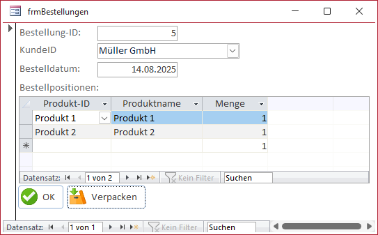 Einfaches Bestellformular
