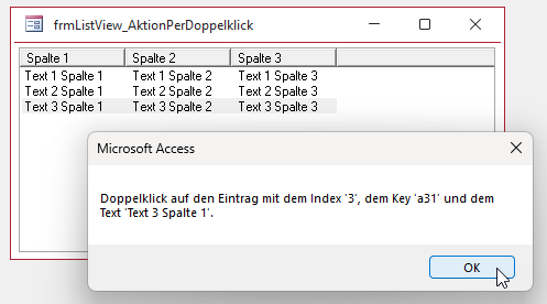 Infos zum Element per Doppelklick