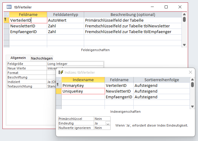 Die m:n-Verknüpfungstabelle tblVerteiler