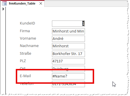Fehler nach dem Ändern eines Tabellenfeldnamens ohne Verwendung der Objektnamen-Autokorrektur