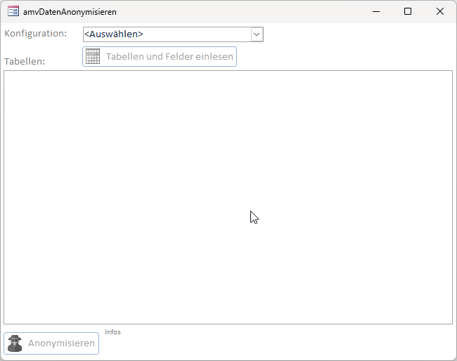 Der Daten-Anonymisierer nach dem ersten Start